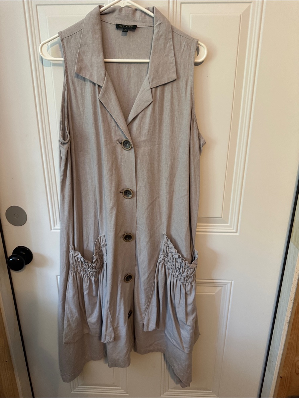 For Cynthia tan dress wth front buttons